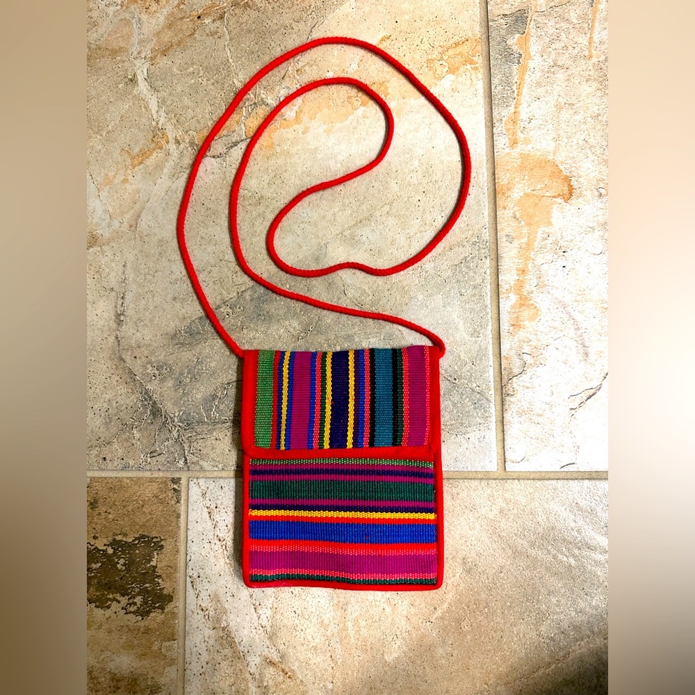 Mini Multicolored imported Striped Slim Crossbody Phone Bag Boho Purse